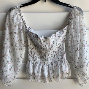 showpo off shoulder floral top